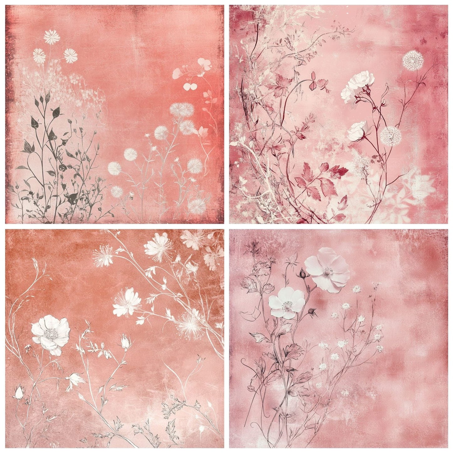 Dusky Rose Sketch Digital Paper Pack (DDD000473)