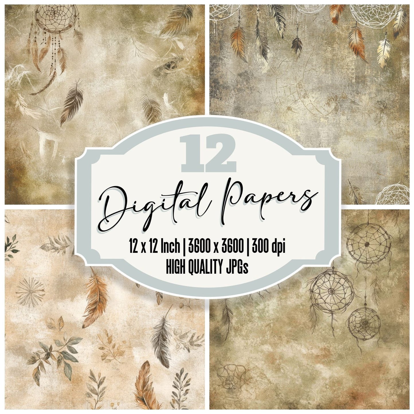 Earthy Tones Boho Digital Paper Pack (DDD000478)