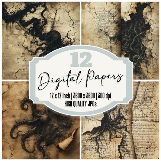 Eroded Lovecraftian Manuscripts Digital Paper Pack (DDD000489)