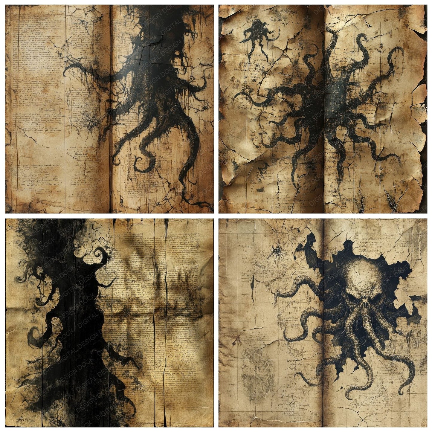 Eroded Lovecraftian Manuscripts Digital Paper Pack (DDD000489)