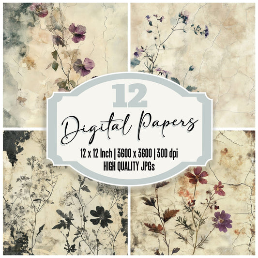 Faded Botanical Shards Digital Paper Pack (DDD000493)