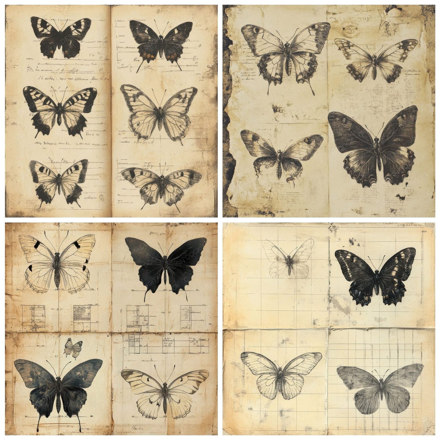 Faded Butterfly Study Digital Paper Pack (DDD000494)
