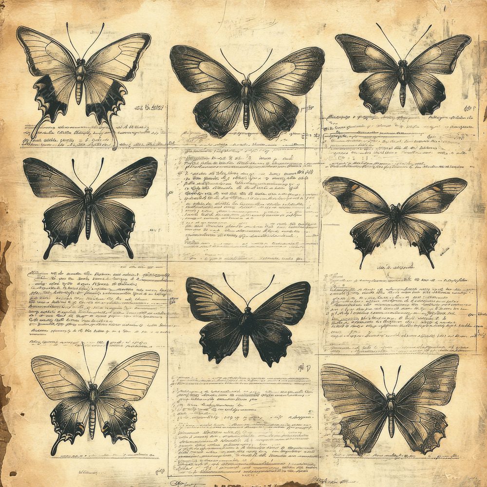 Faded Butterfly Study Digital Paper Pack (DDD000494)