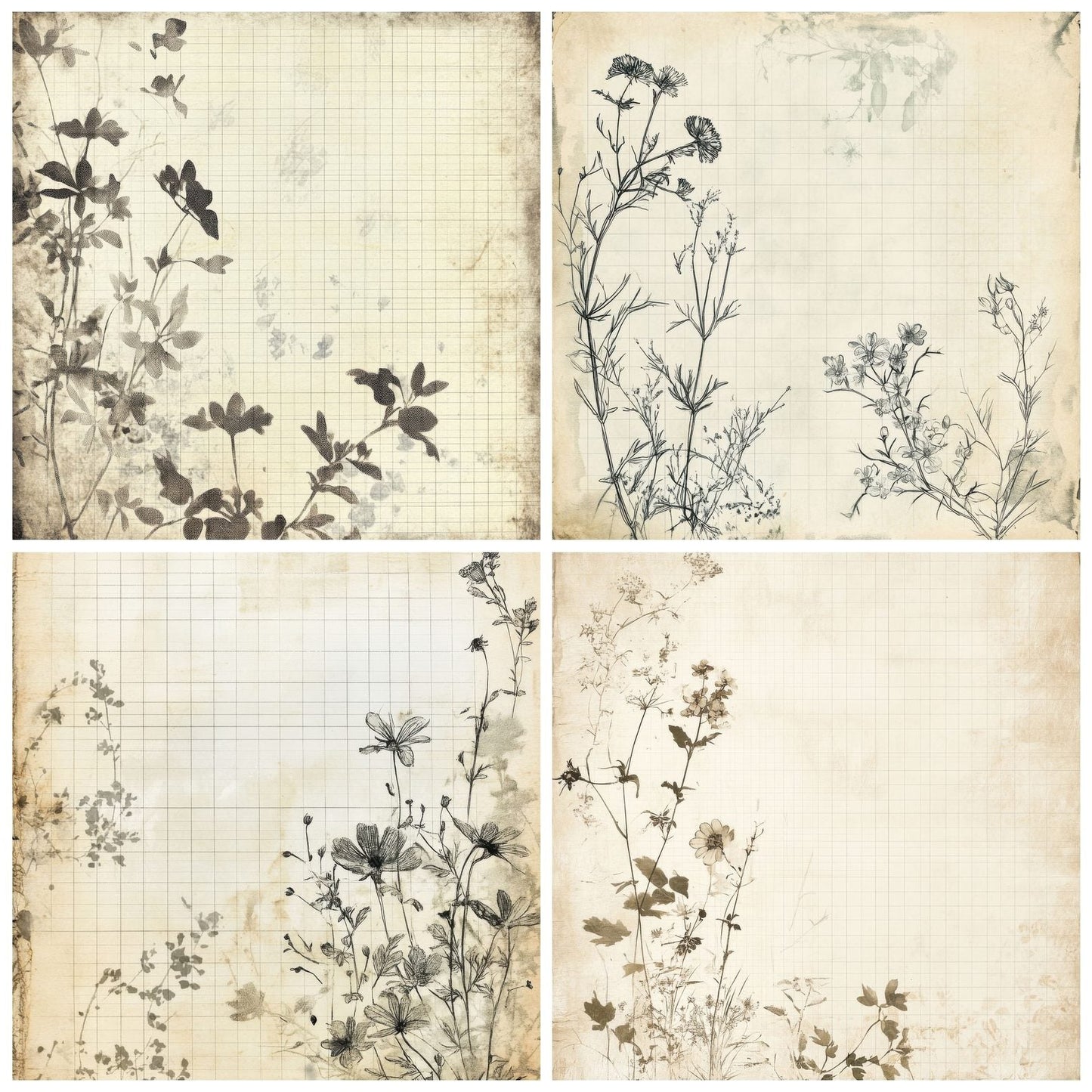 Faded Graph Floral Digital Paper Pack (DDD000496)