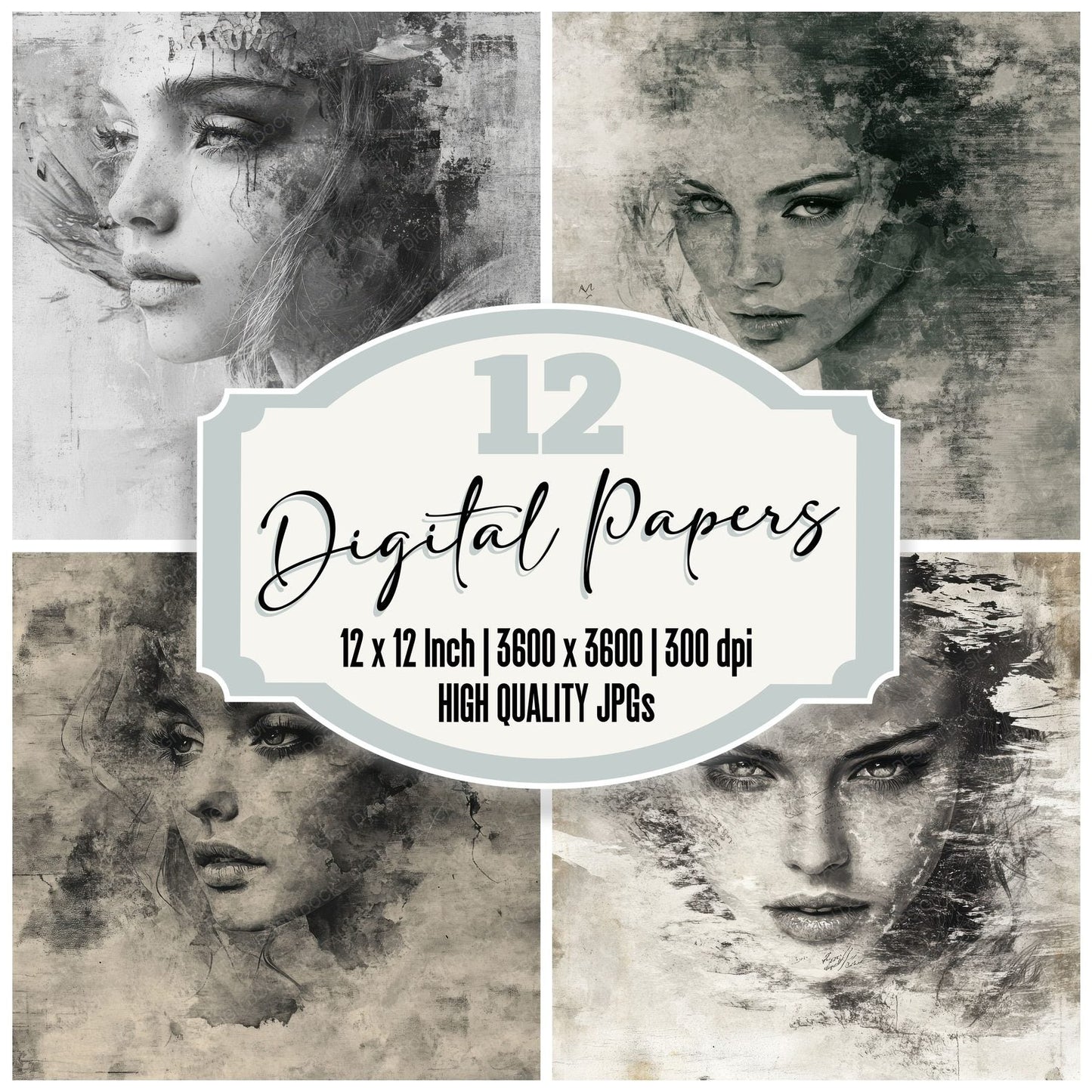 Faded Siren Woman Digital Paper Pack (DDD000501)