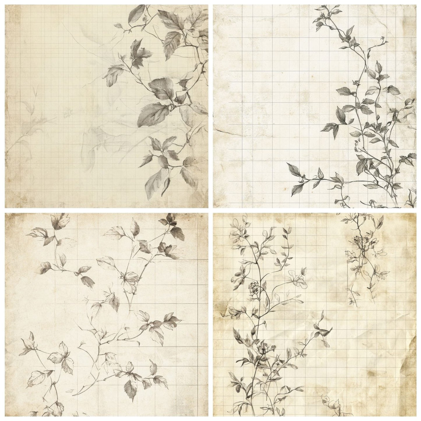 Faint Botanical Grid Digital Paper Pack (DDD000506)