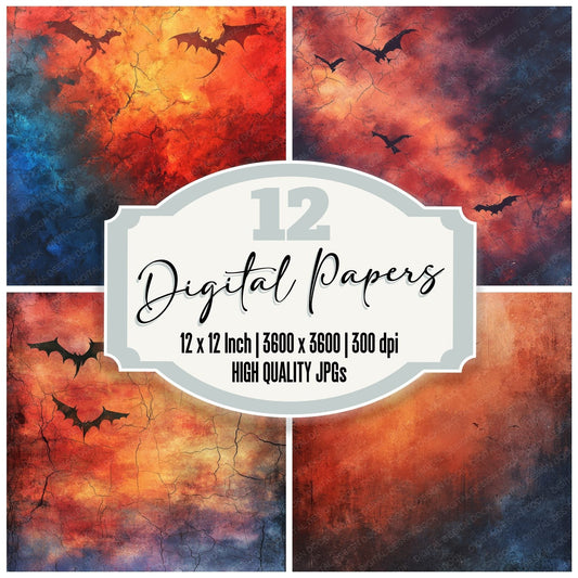 Fiery Dragon Sunset Digital Paper Pack (DDD000508)