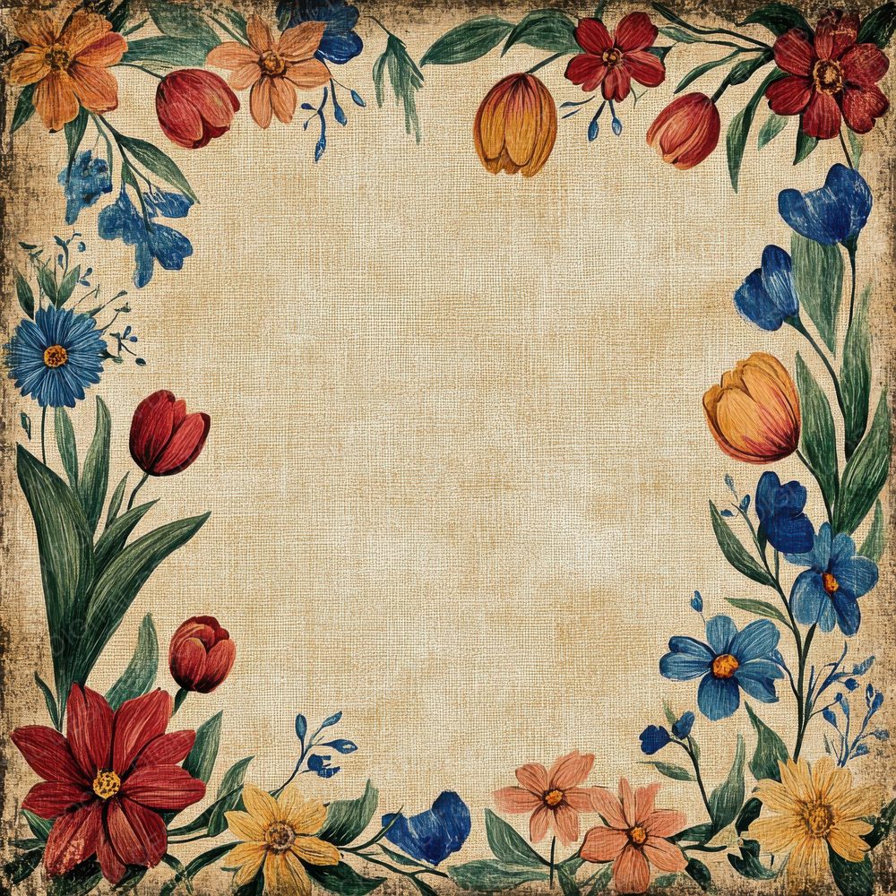 Folk Floral Frame Digital Paper Pack (DDD000511)