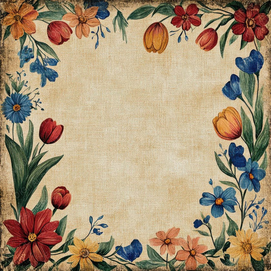 Folk Floral Frame Digital Paper Pack (DDD000511)
