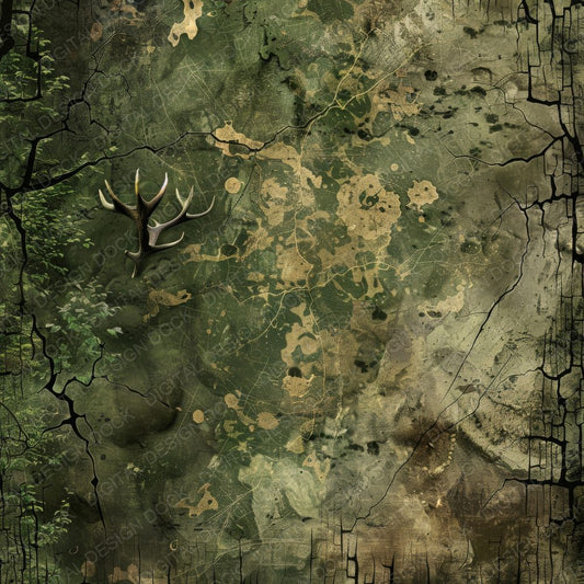 Forest Green Deer Antlers Digital Paper Pack (DDD000512)