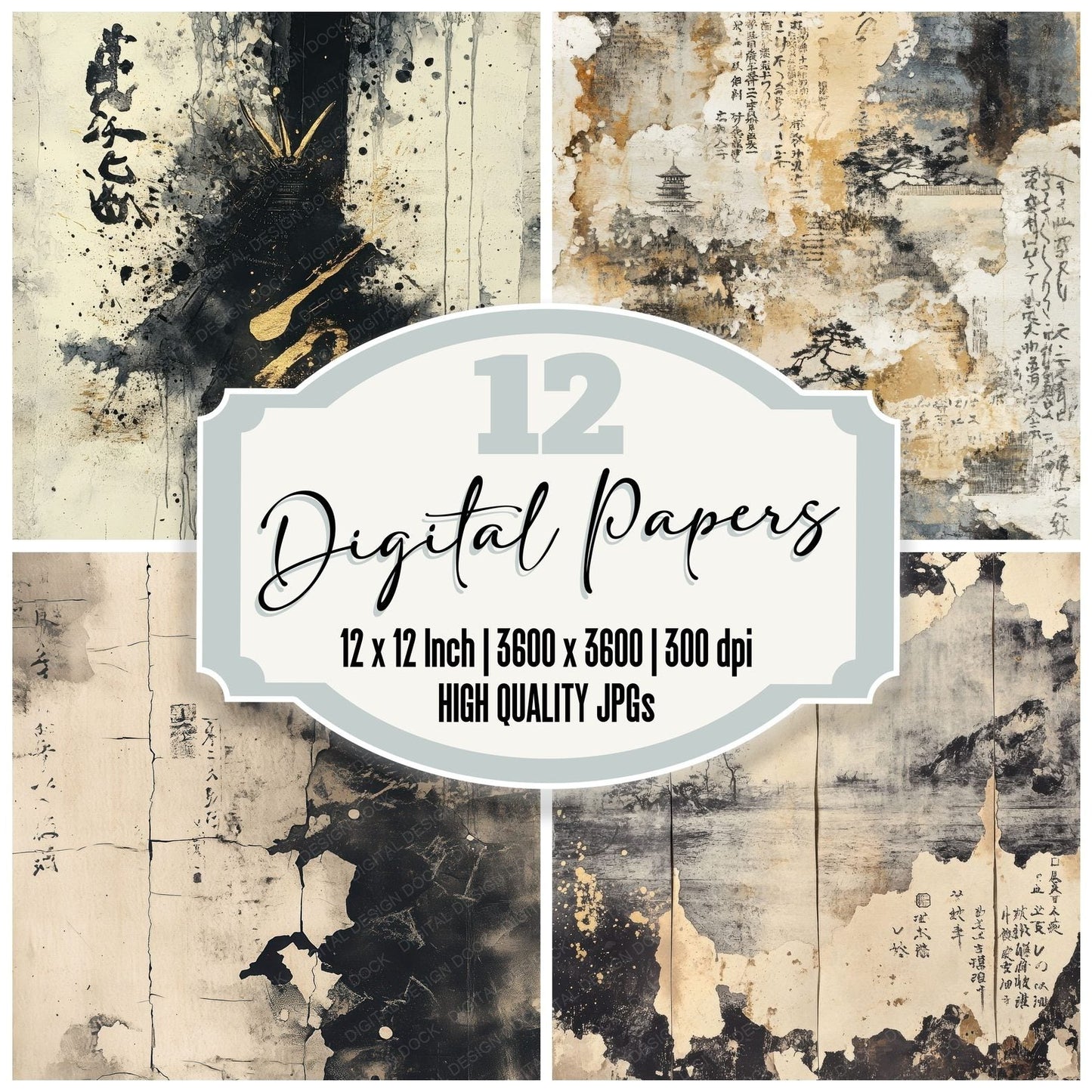 Fractured Samurai Scrolls Digital Paper Pack (DDD000516)