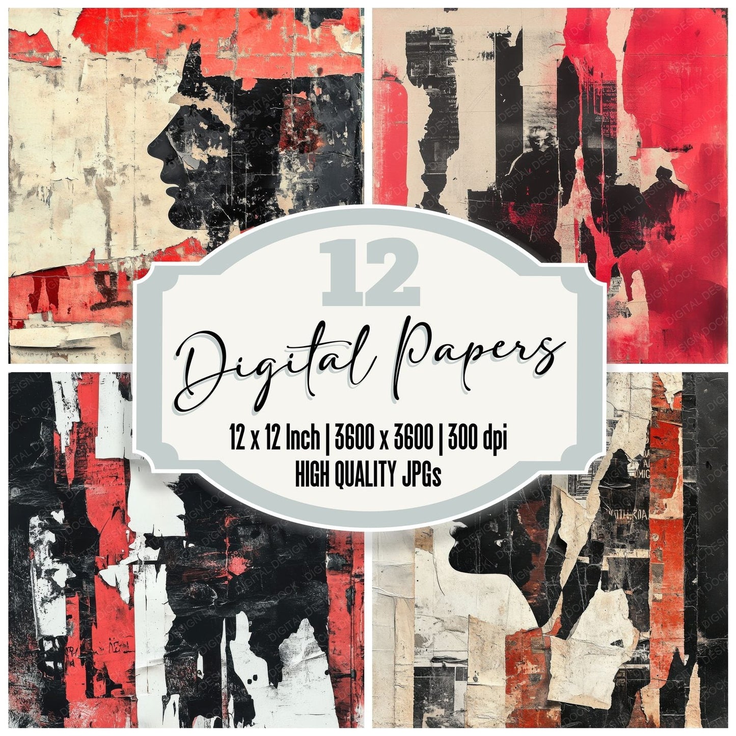 Fragmented Dystopian Propaganda Digital Paper Pack (DDD000517)