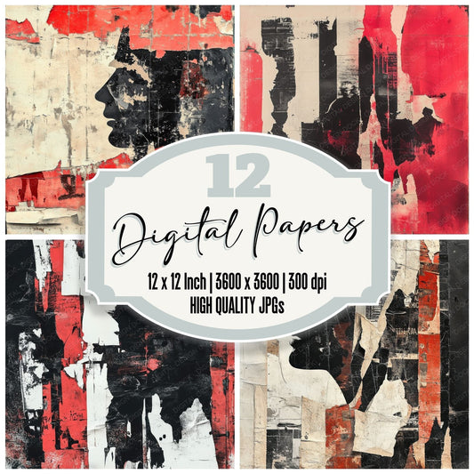 Fragmented Dystopian Propaganda Digital Paper Pack (DDD000517)