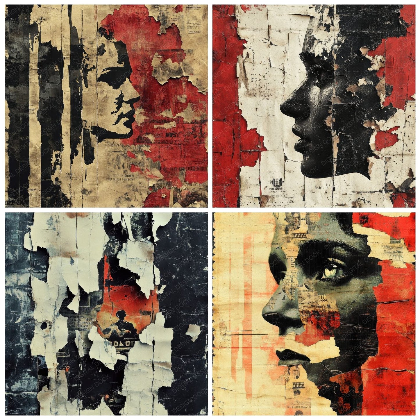 Fragmented Dystopian Propaganda Digital Paper Pack (DDD000517)