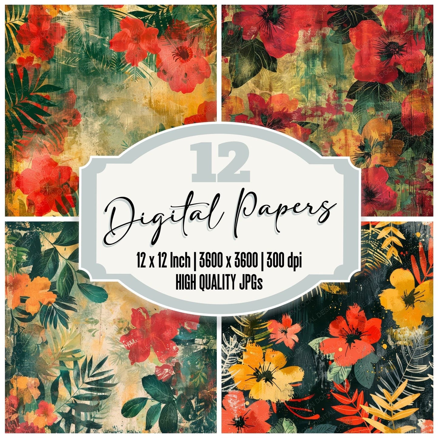 Frida Kahlo Inspired Background Digital Paper Pack (DDD000521)