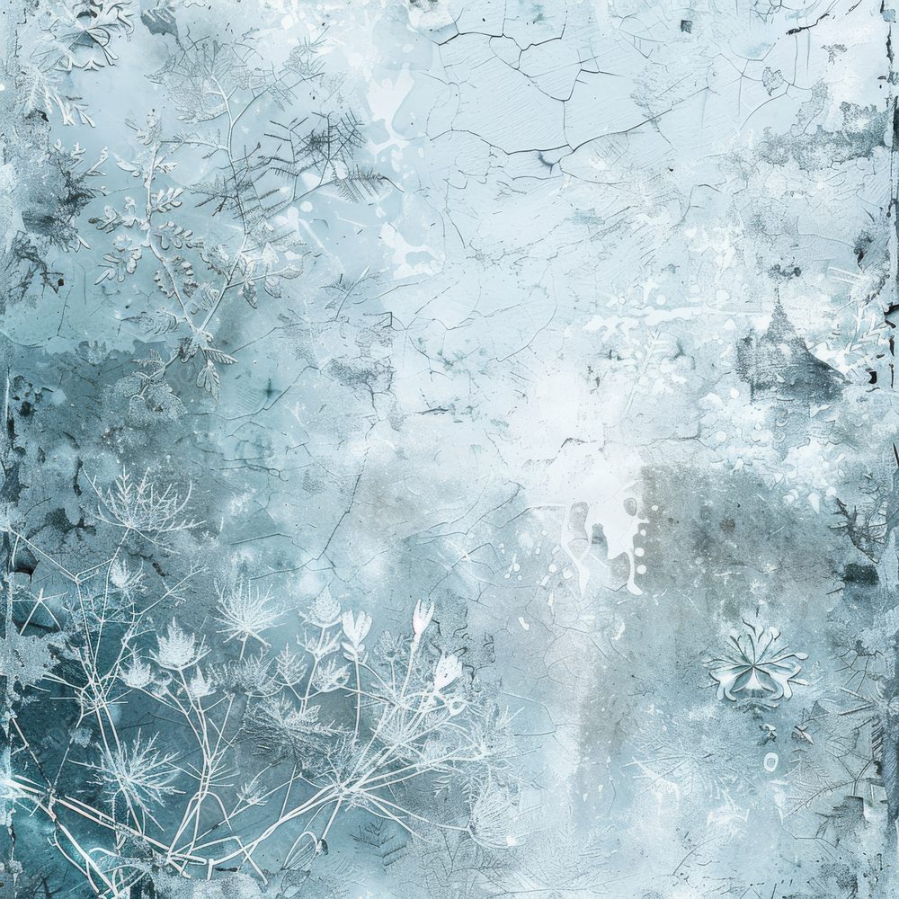 Frosty Icy Snowflake Floral Background Digital Paper Pack (DDD000523)