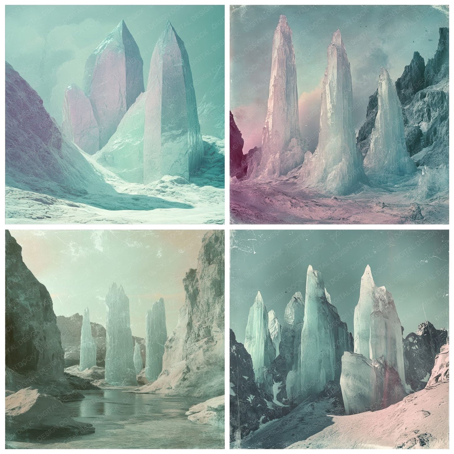 Frozen Alien Cliffs Background Digital Paper Pack (DDD000525)