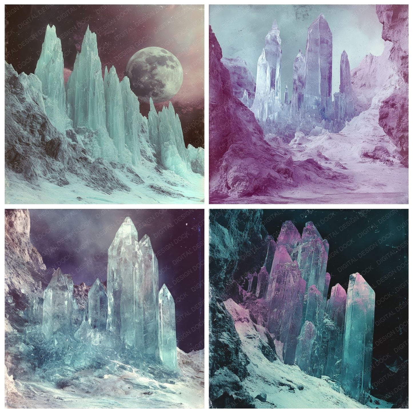 Frozen Alien Cliffs Background Digital Paper Pack (DDD000525)