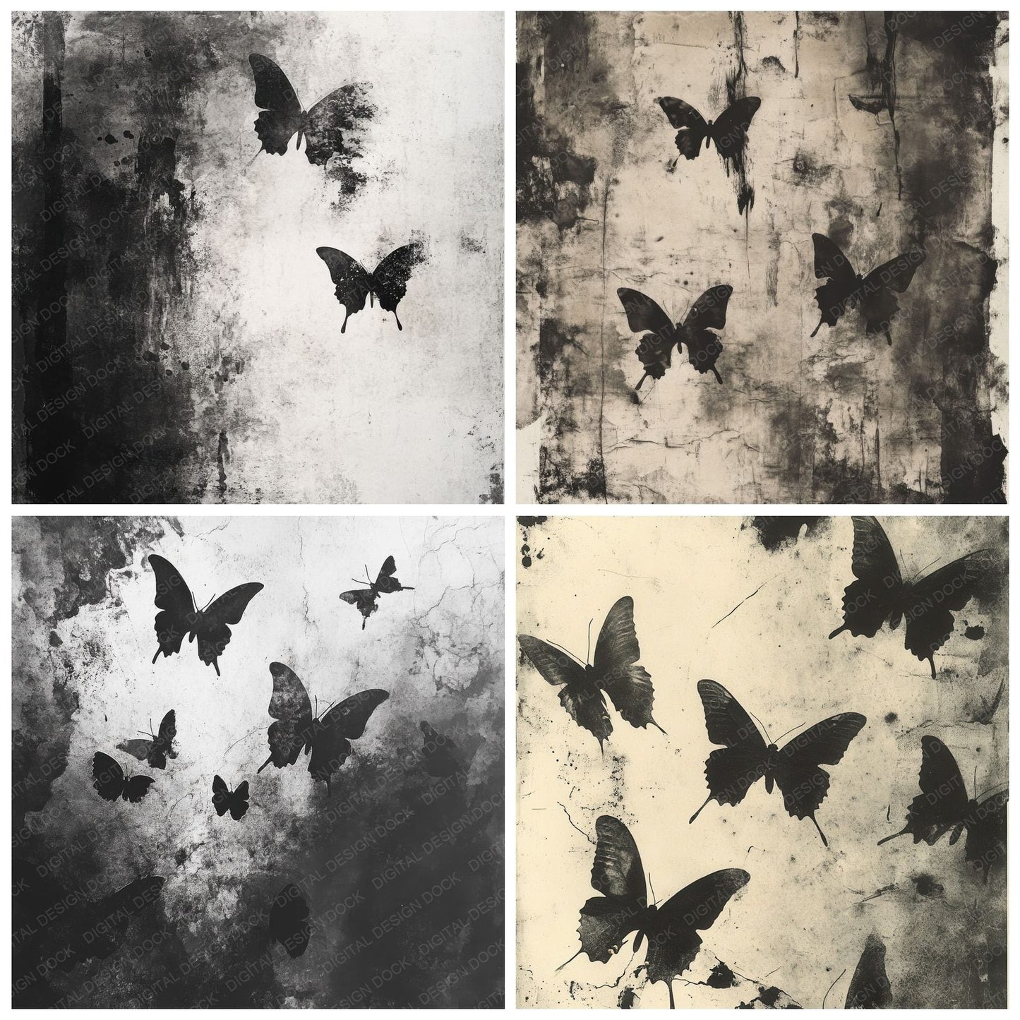 Ghost Butterfly Ink Wings Background Digital Paper Pack (DDD000529)