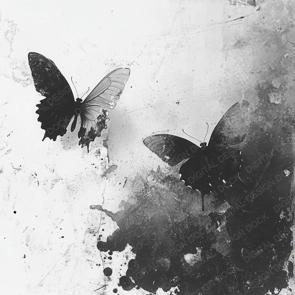 Ghost Butterfly Ink Wings Background Digital Paper Pack (DDD000529)