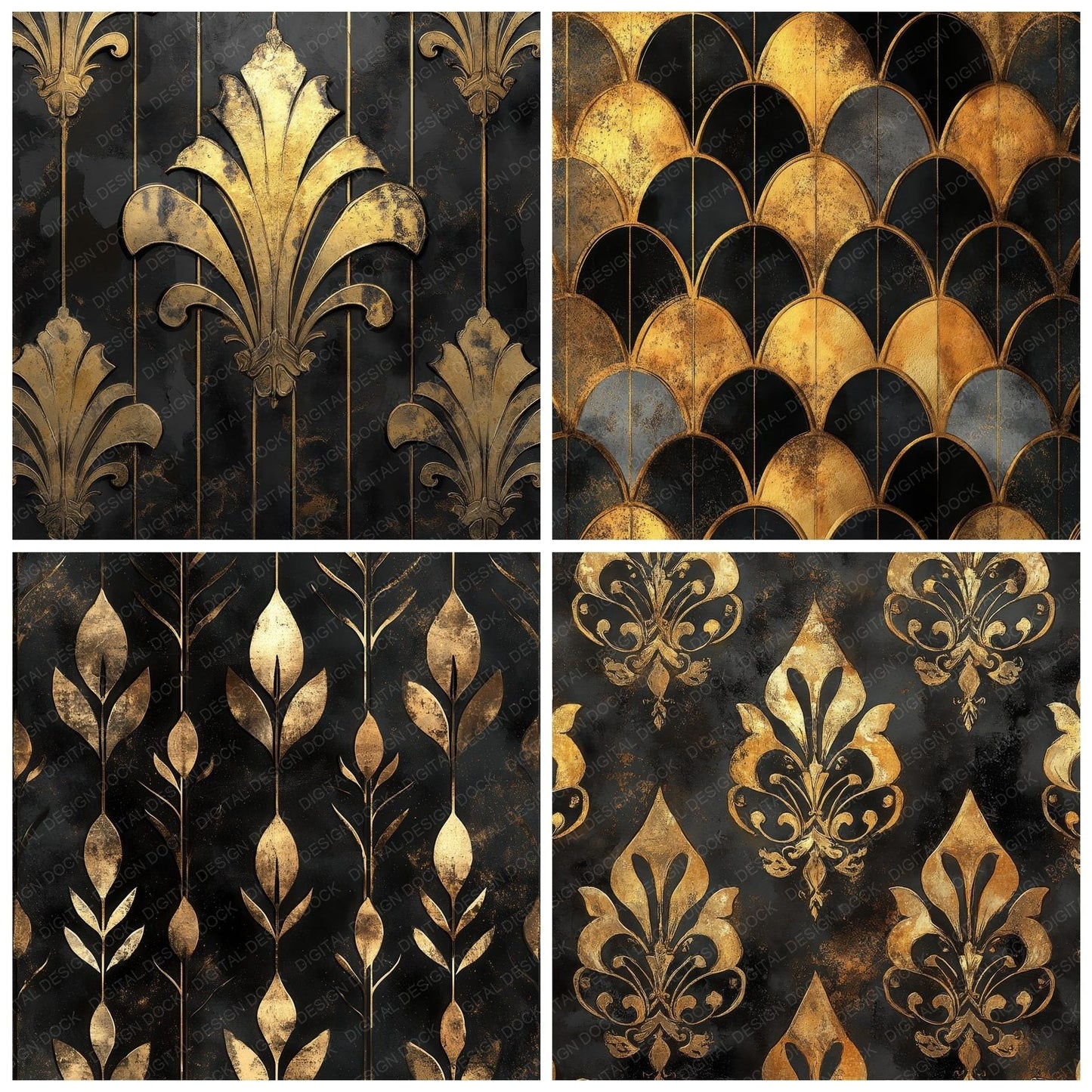 Gilded Art Deco Ruin Background Digital Paper Pack (DDD000531)