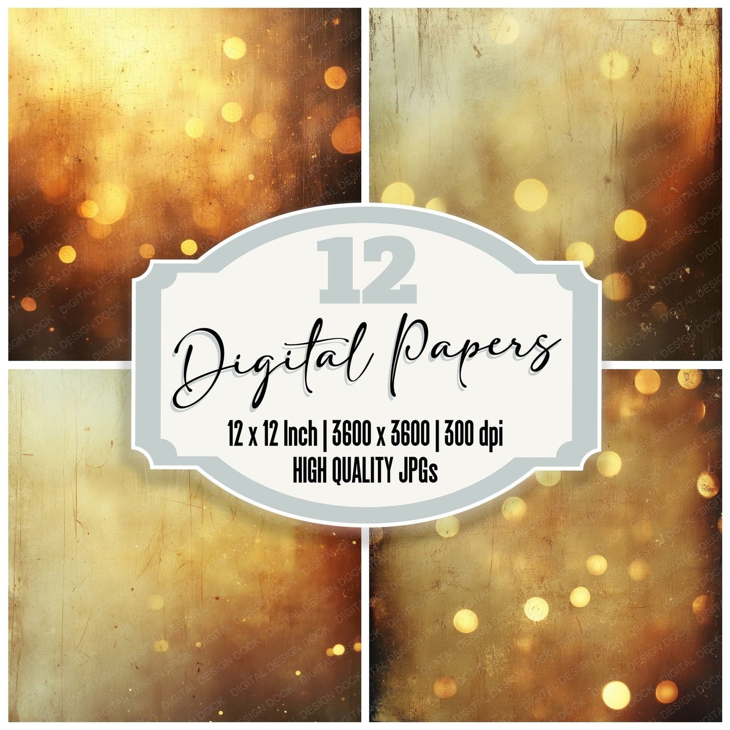 Golden Light Trails Background Digital Paper Pack (DDD000538)
