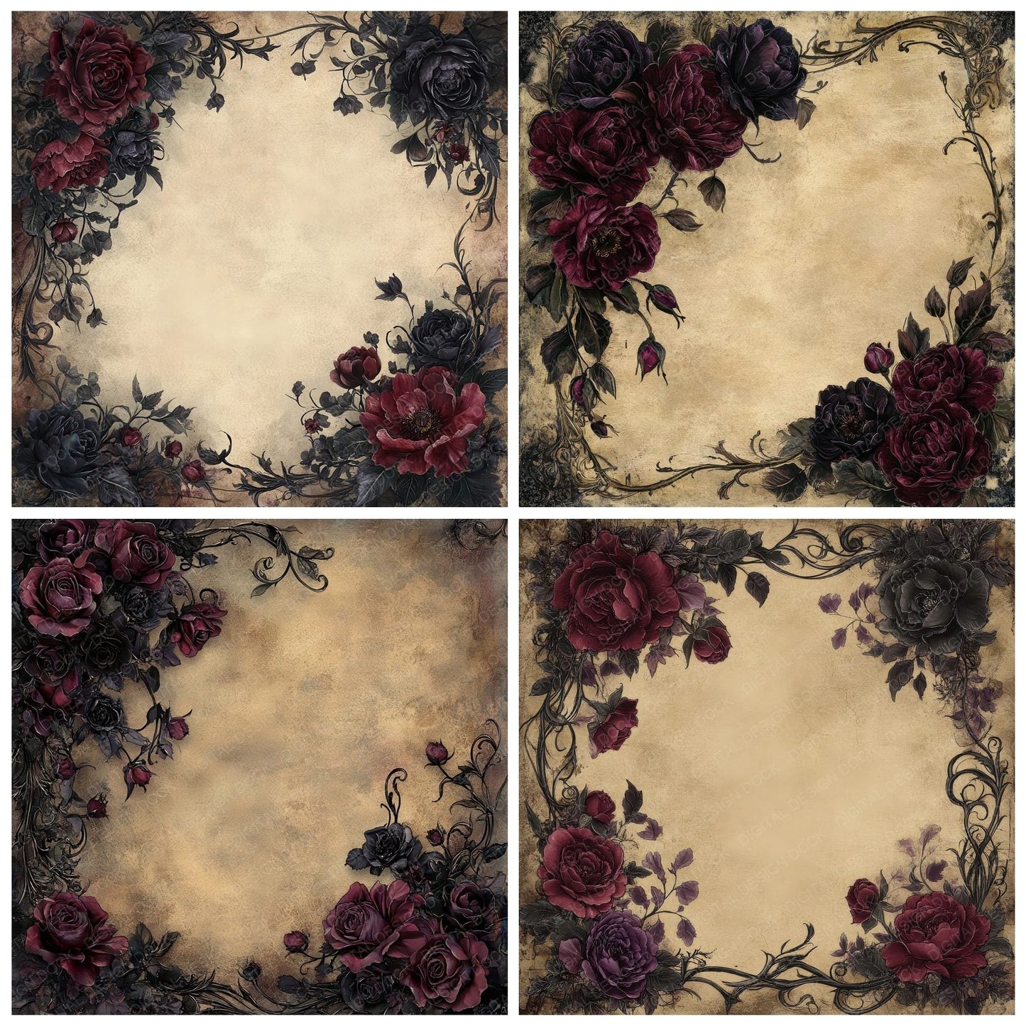 Gothic Bloom Background Digital Paper Pack (DDD000541)