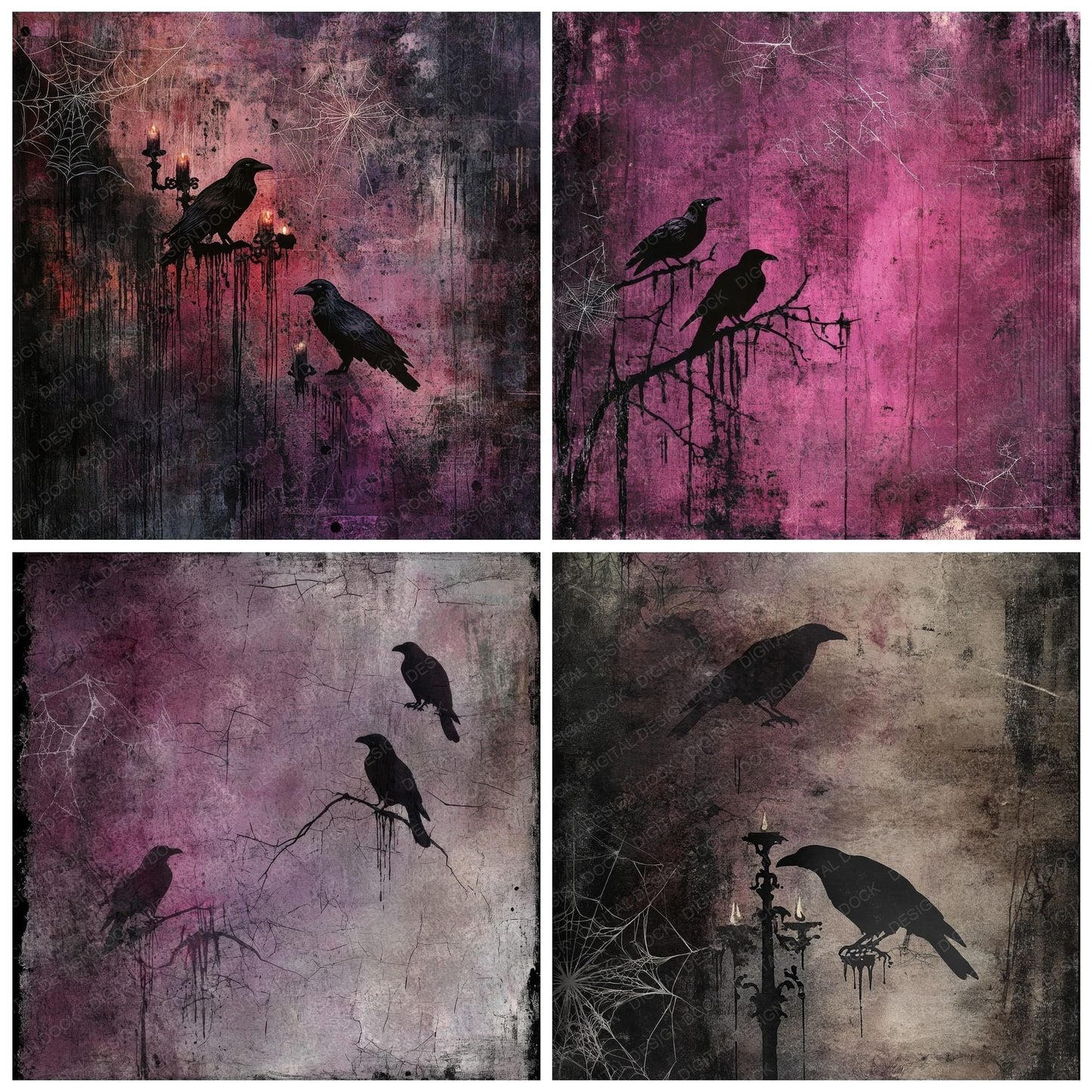 Gothic Ravens Background Digital Paper Pack (DDD000544)