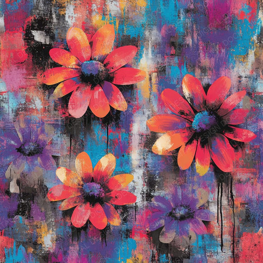 Graffiti Pop Florals Background Digital Paper Pack (DDD000547)