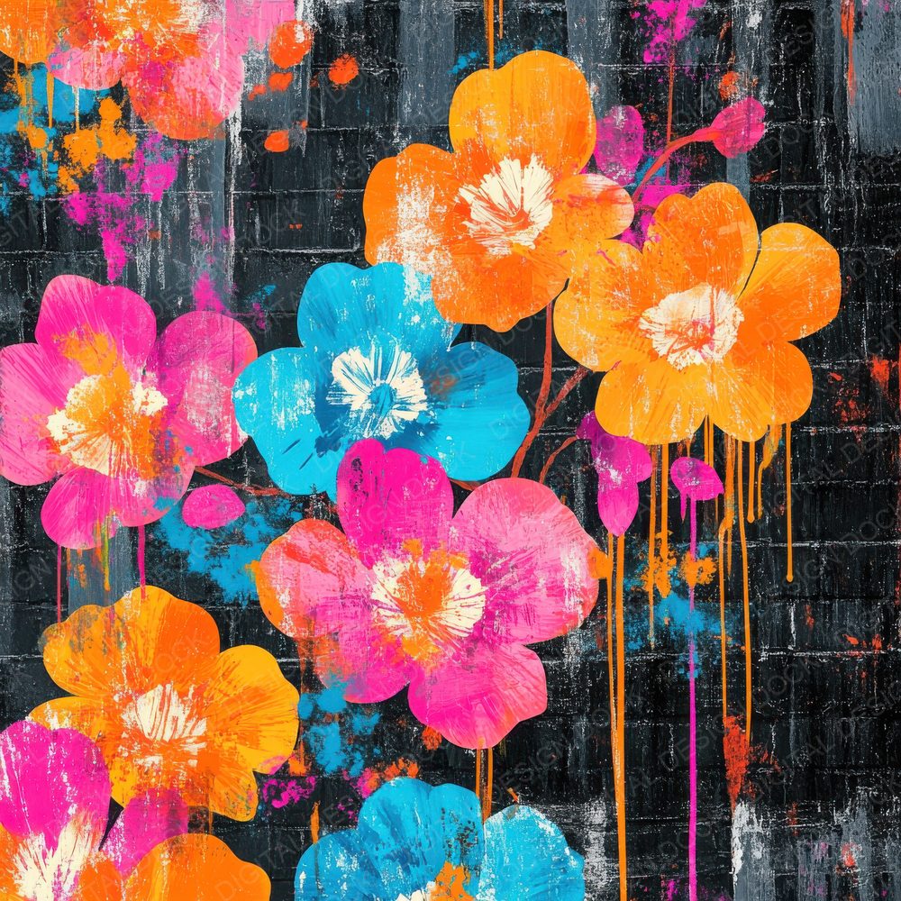 Graffiti Wildflowers Background Digital Paper Pack (DDD000548)