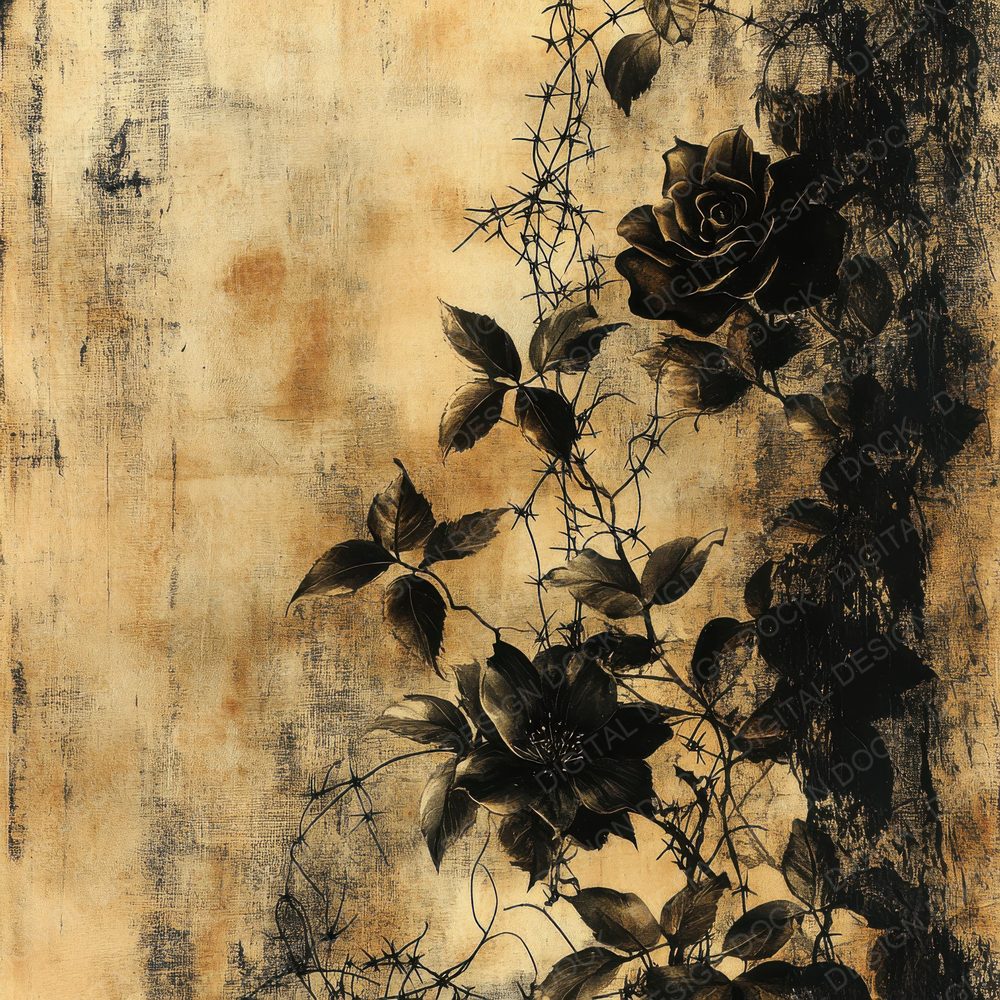 Gritty Floral Remnants Background Digital Paper Pack (DDD000551)