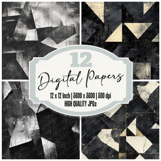 Grunge Geometric Grid Background Digital Paper Pack (DDD000552)