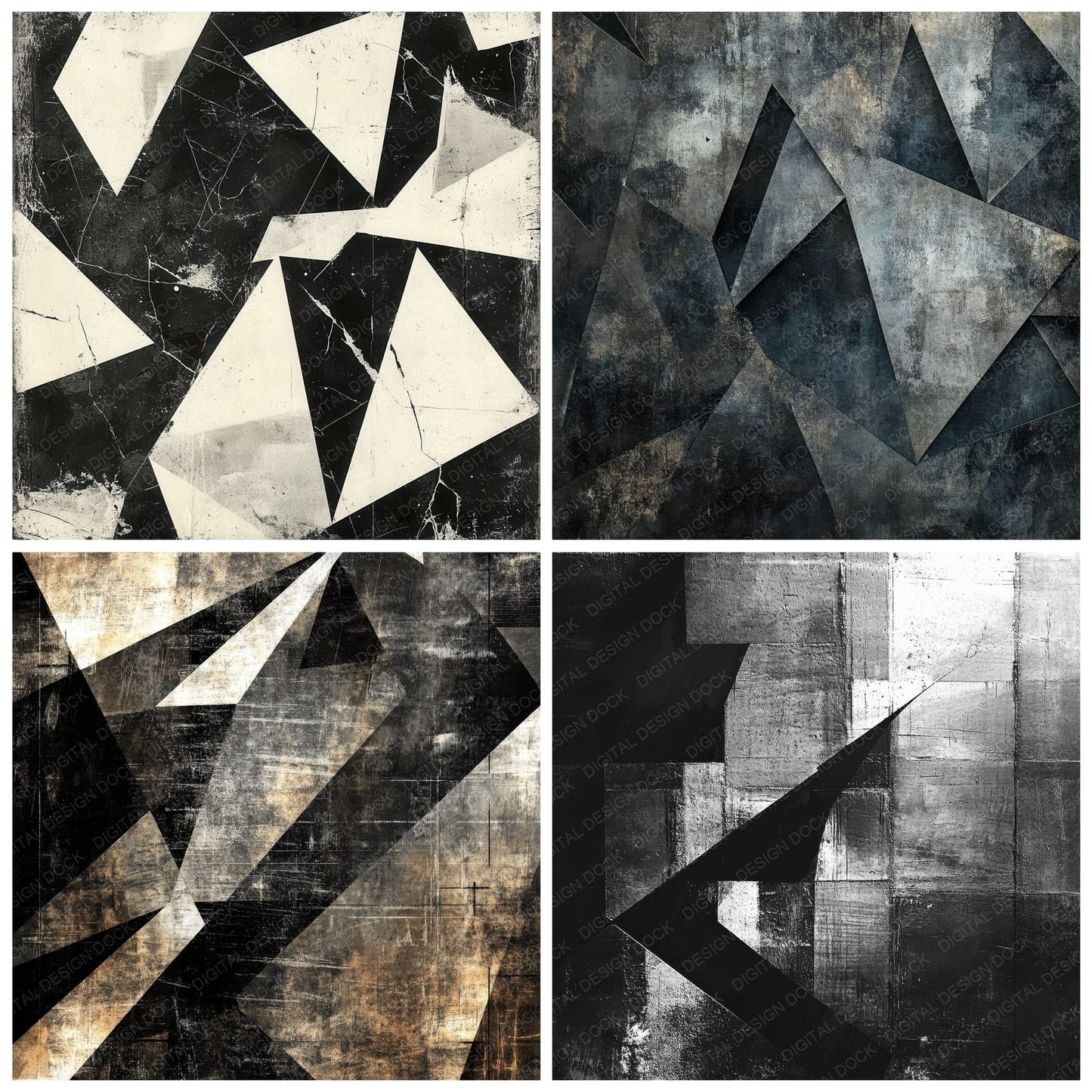 Grunge Geometric Grid Background Digital Paper Pack (DDD000552)