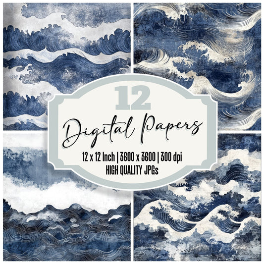 Hokusai Inspired Background Digital Paper Pack (DDD000554)