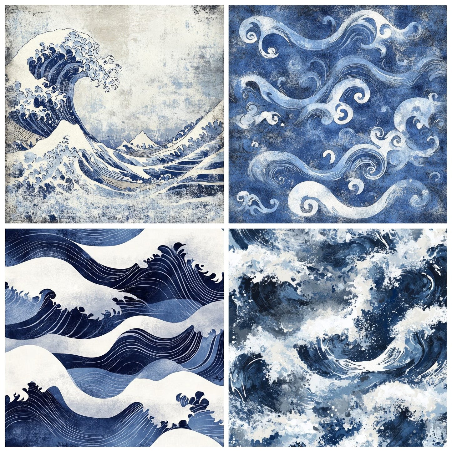 Hokusai Inspired Background Digital Paper Pack (DDD000554)
