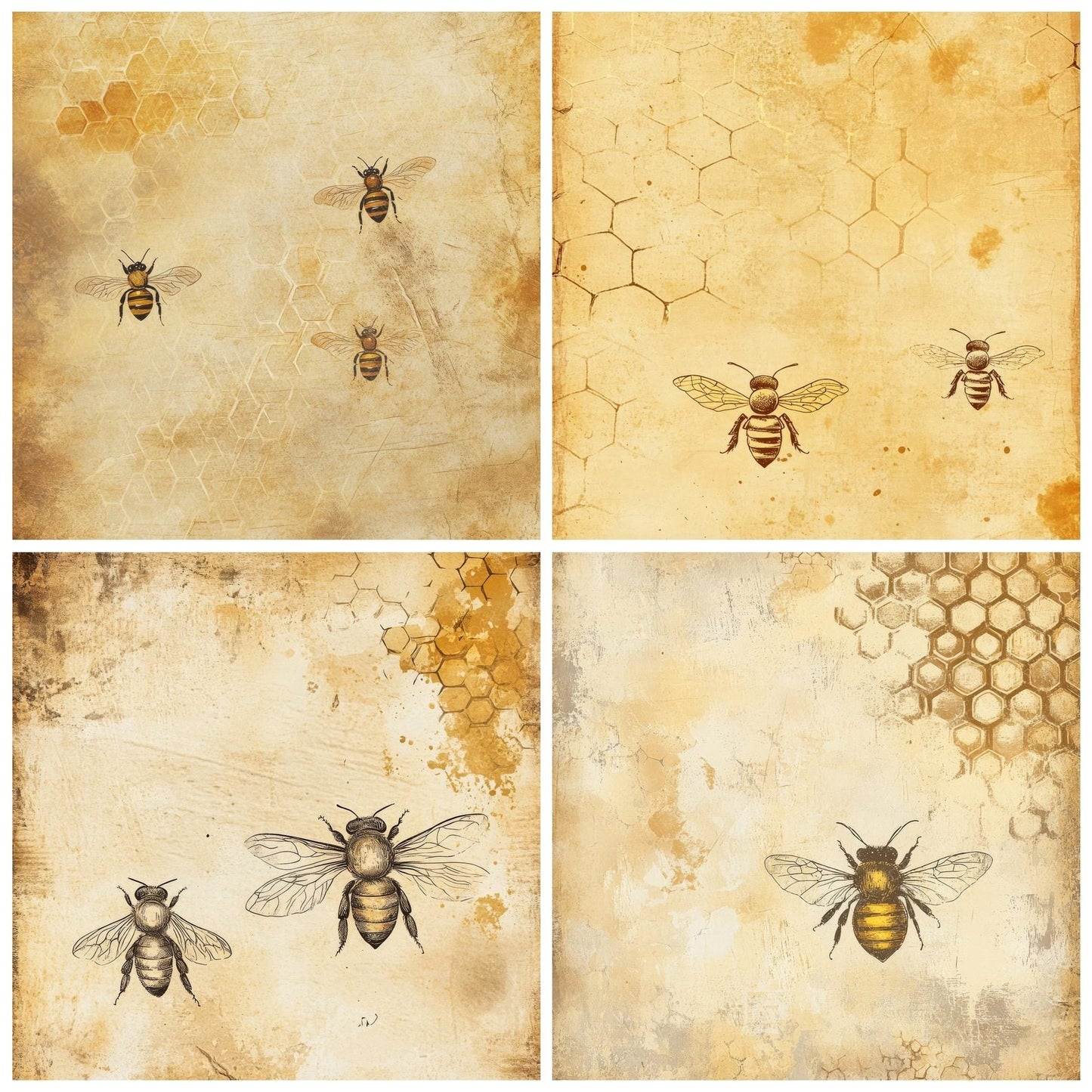 Honeycomb Bee outline Background Digital Paper Pack (DDD000555)
