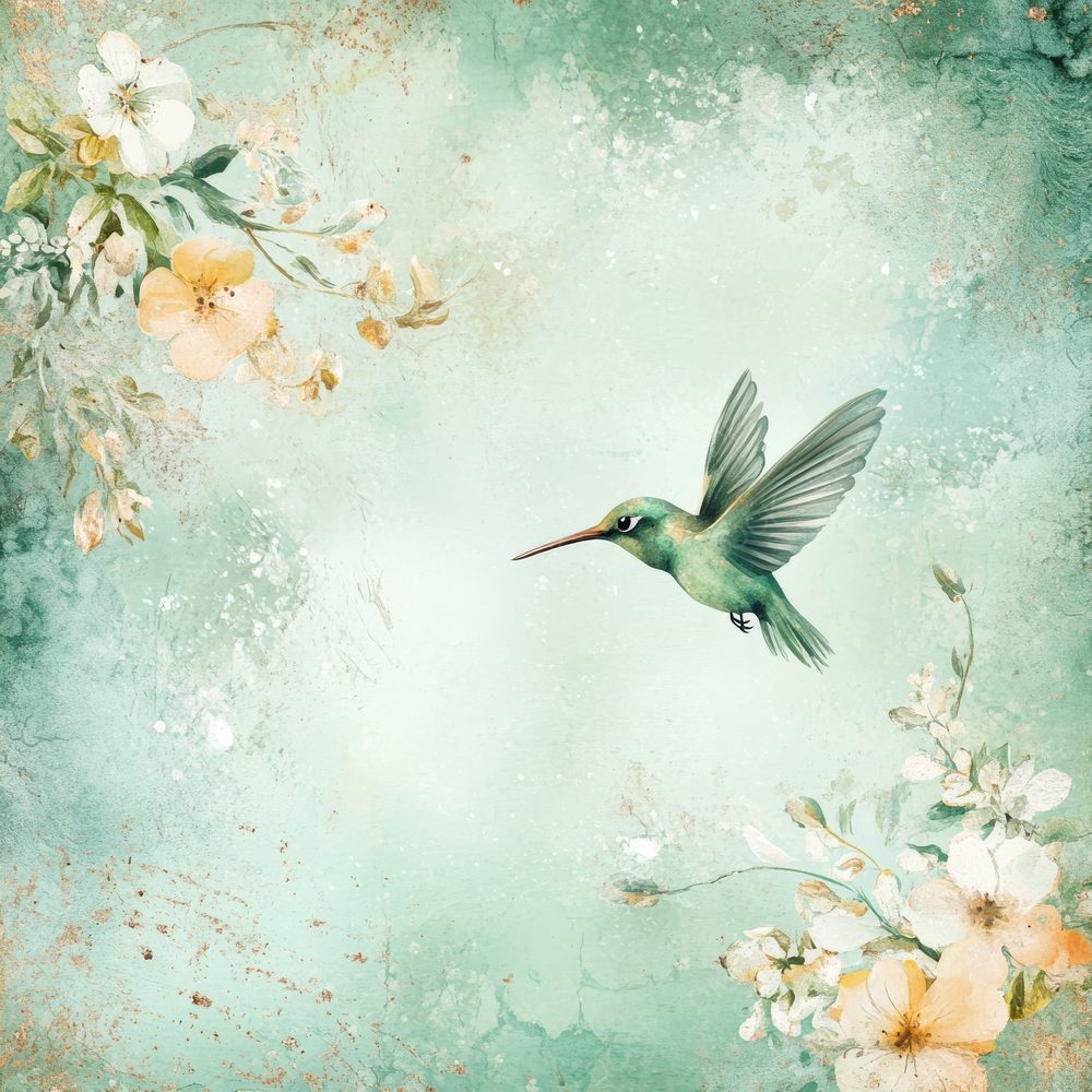 Hummingbird Soft Mint Green Background Digital Paper Pack (DDD000557)