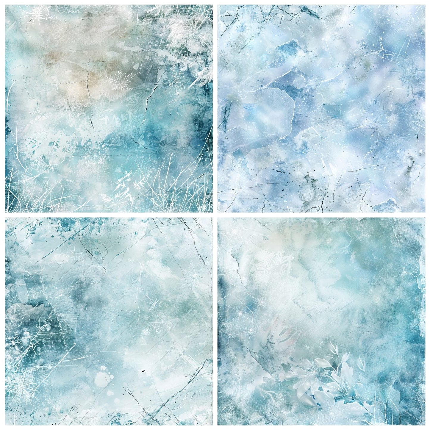 Icy White Pale Blue Background Digital Paper Pack (DDD000560)