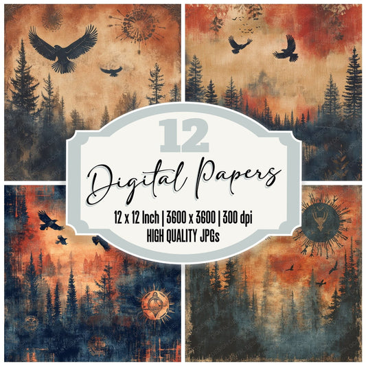 Iroquois Native American Background Digital Paper Pack (DDD000569)
