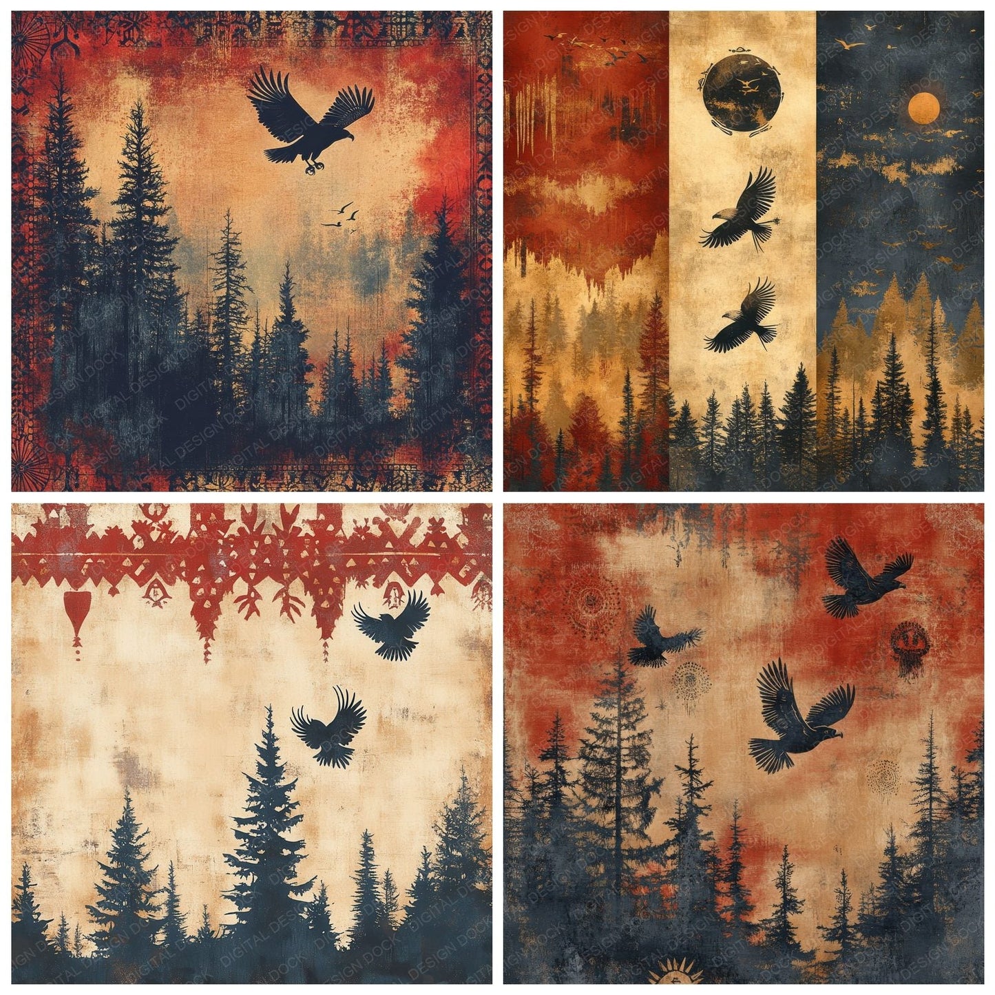 Iroquois Native American Background Digital Paper Pack (DDD000569)