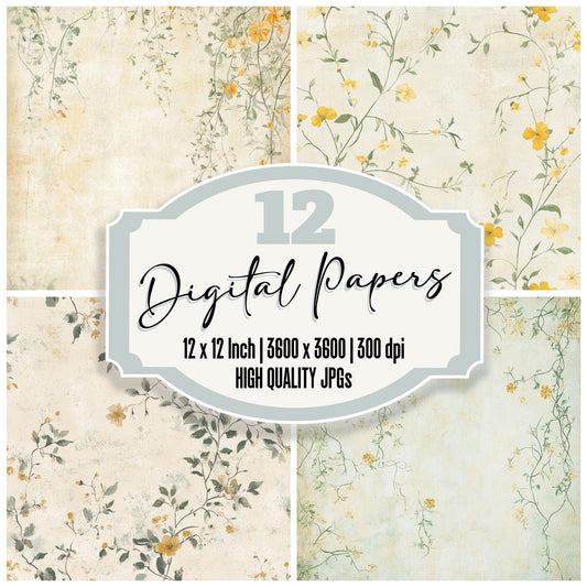 Jasmine and Marigolds Background Digital Paper Pack (DDD000572)