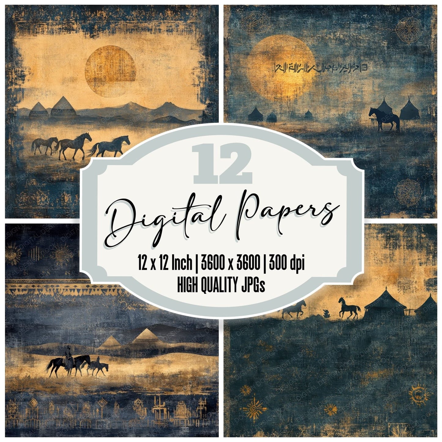Kazakhstan Steppe Background Digital Paper Pack (DDD000575)