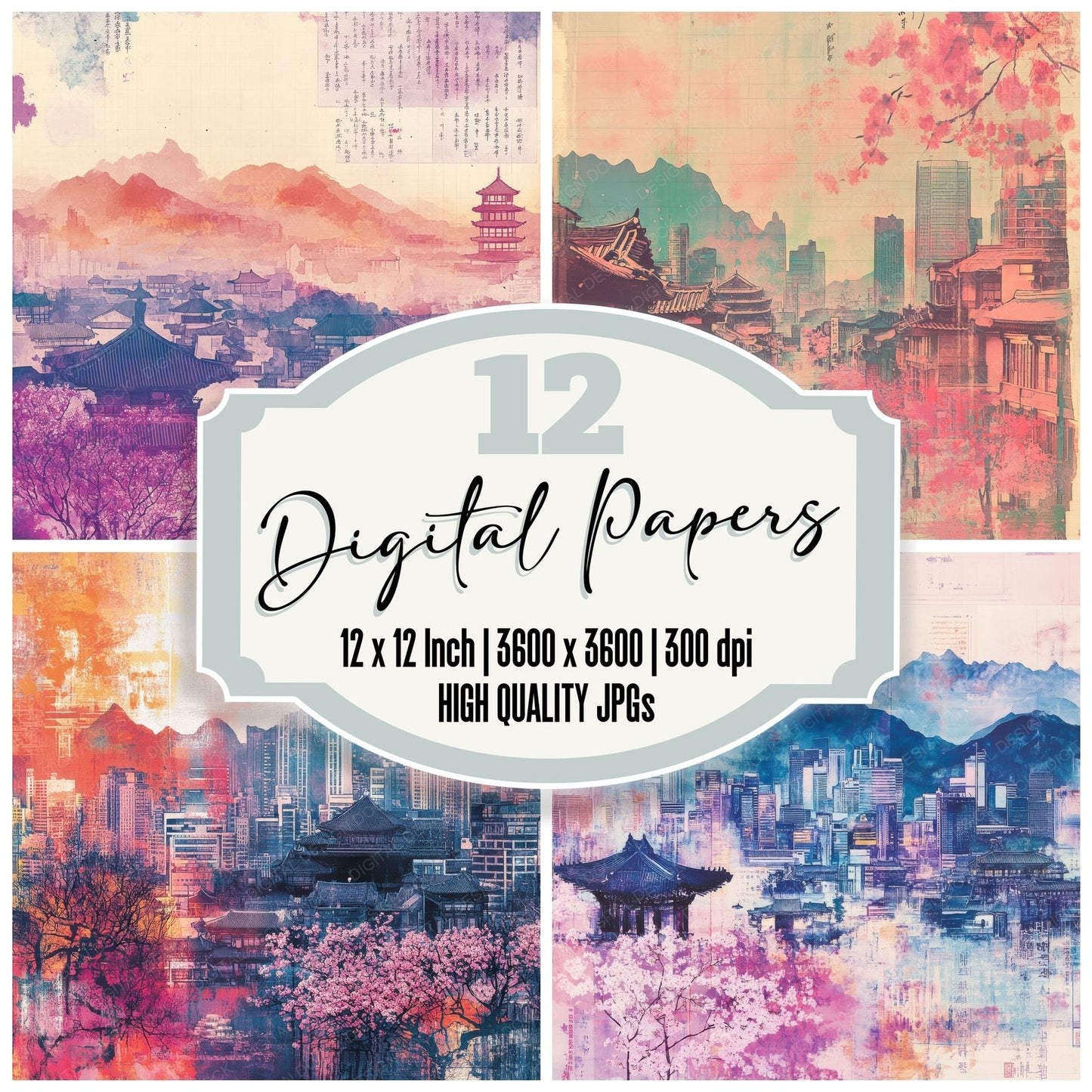 Korea Harmony Background Digital Paper Pack (DDD000577)