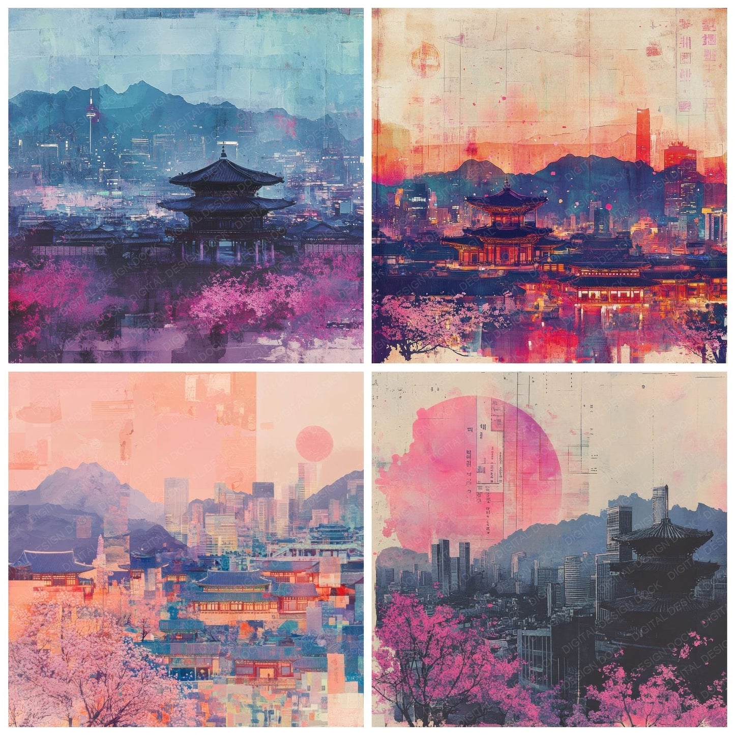 Korea Harmony Background Digital Paper Pack (DDD000577)