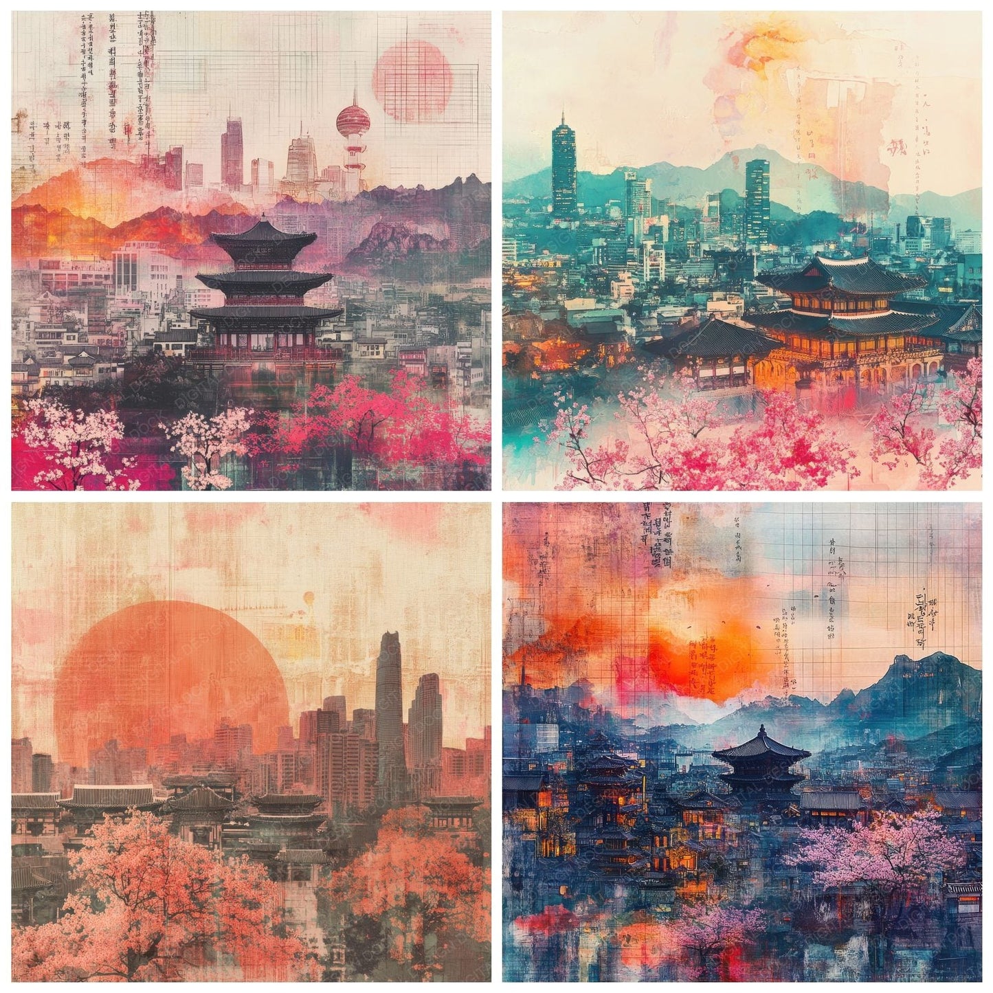Korea Harmony Background Digital Paper Pack (DDD000577)