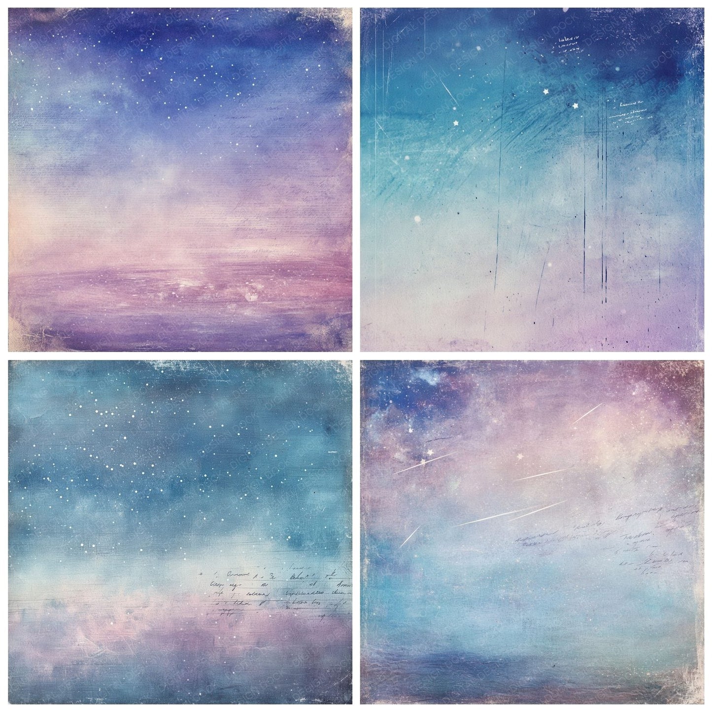 Lavender Nebula Stars Background Digital Paper Pack (DDD000580)