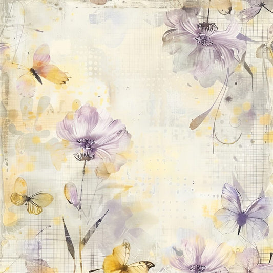 Lavender and Yellow Checkerboard Background Digital Paper Pack (DDD000582)
