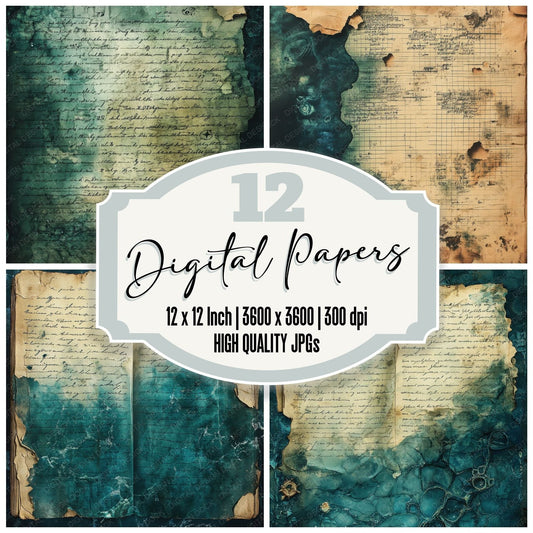 Lost Logbook Pages Background Digital Paper Pack (DDD000586)