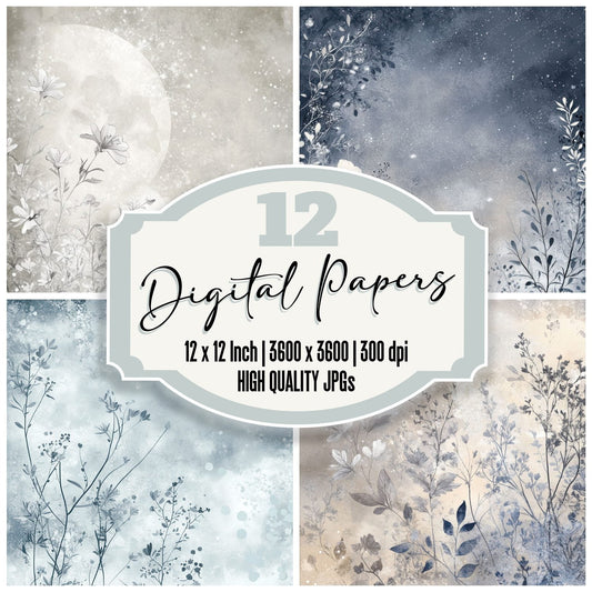 Lunar Botanicals Florals Background Digital Paper Pack (DDD000589)