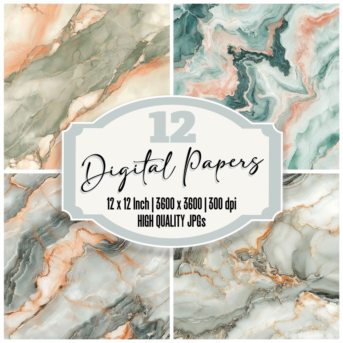 Marble Veins Background Digital Paper Pack (DDD000591)